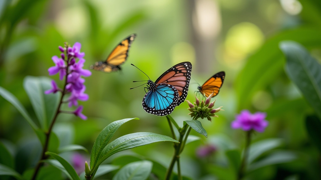 Jardín Botánico con mariposas y orquídeas en ambiente tropical