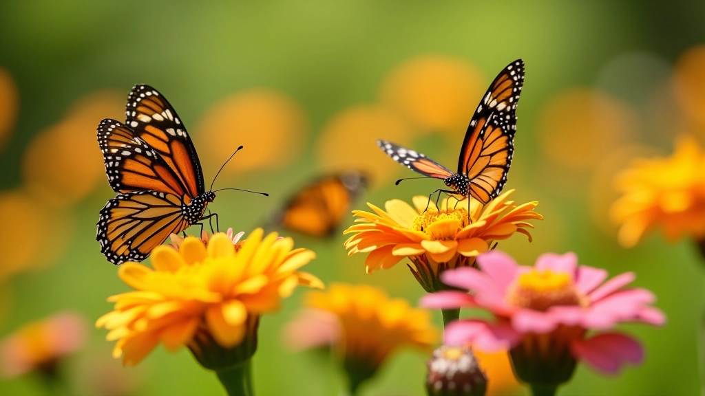 Grupo de mariposas descansando en flores, mostrando diferentes posiciones y comportamientos de descanso